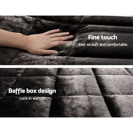 Giselle Bedding Faux Mink Quilt Charcoal Double 5
