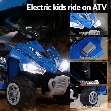 Rigo Kids Ride On Car ATV Quad Motorbike Electric Outdoor Toys 12V Blue 4