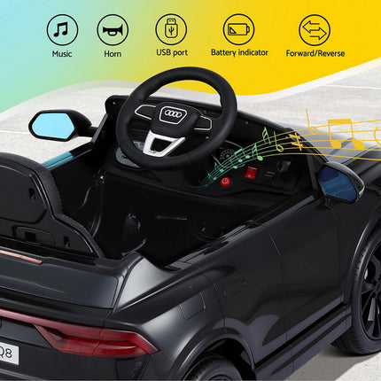 Kids Ride On Car Licensed RSQ8 Electric Toy Black Remote 12V Cars Black 5