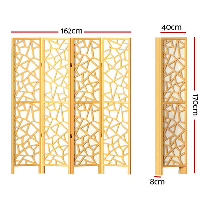 Artiss 4 Panel Room Divider Screen 162x170cm Clover Natural 2