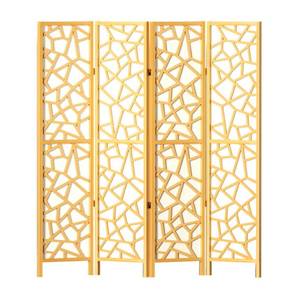 Artiss 4 Panel Room Divider Screen 162x170cm Clover Natural 3