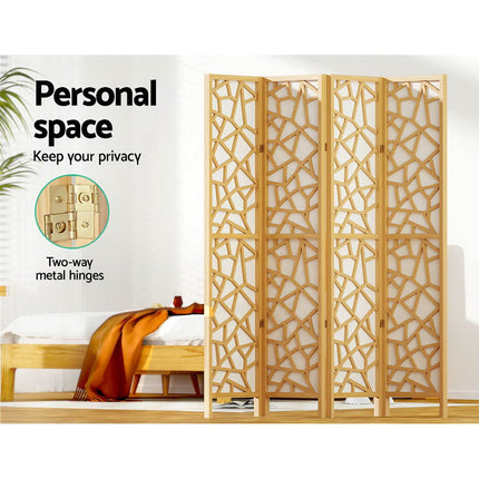 Artiss 4 Panel Room Divider Screen 162x170cm Clover Natural 4