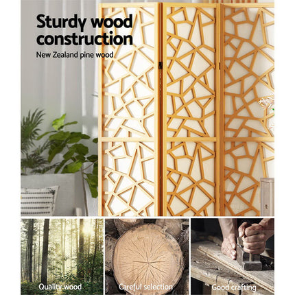Artiss 4 Panel Room Divider Screen 162x170cm Clover Natural 5
