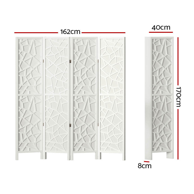 Artiss 4 Panel Room Divider Screen 162x170cm Clover White 2
