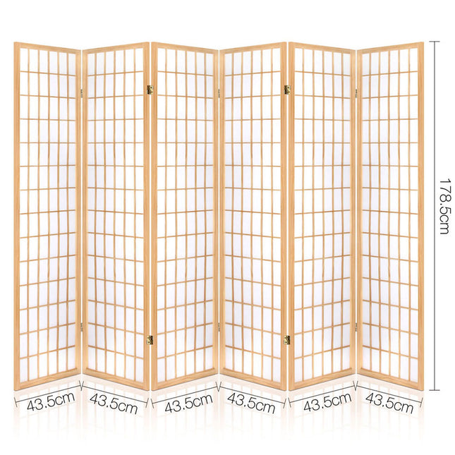 Artiss 6 Panel Room Divider Screen 261x179cm Natural 2