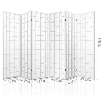 Artiss 6 Panel Room Divider Screen 261x179cm White 2