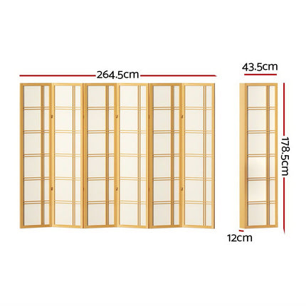 Artiss 6 Panel Room Divider Screen 265x179cm Nova Natural 2