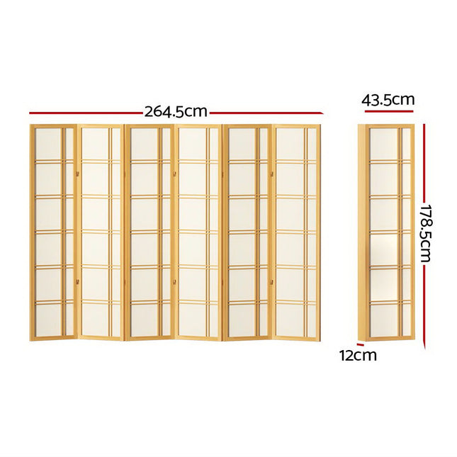 Artiss 6 Panel Room Divider Screen 265x179cm Nova Natural 2