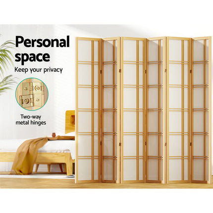 Artiss 6 Panel Room Divider Screen 265x179cm Nova Natural 4