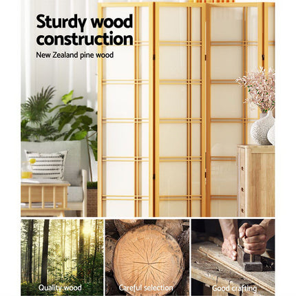 Artiss 6 Panel Room Divider Screen 265x179cm Nova Natural 5