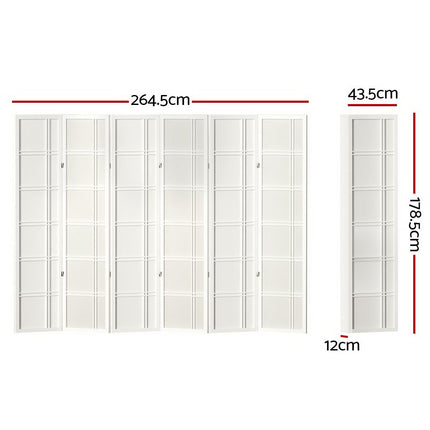 Artiss 6 Panel Room Divider Screen 265x179cm Nova White 2