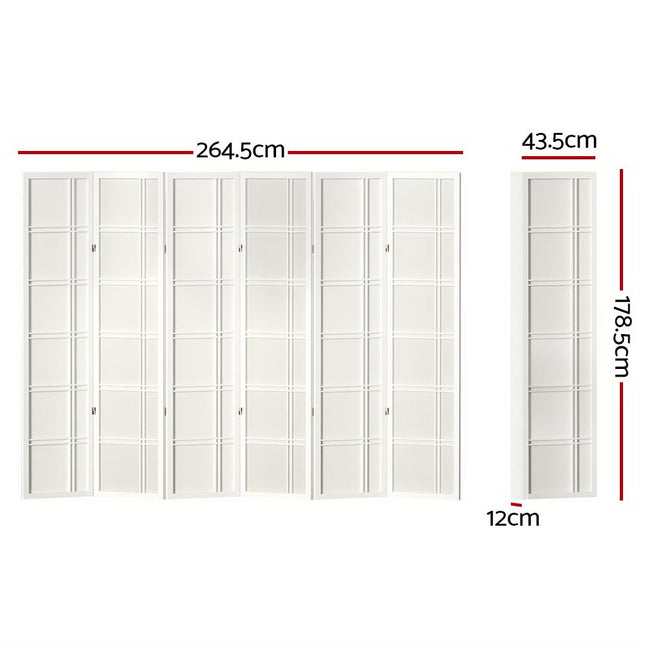 Artiss 6 Panel Room Divider Screen 265x179cm Nova White 2