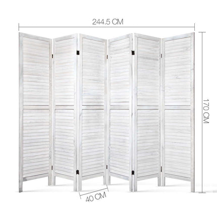 Artiss 6 Panel Room Divider Screen 245x170cm Louver White 2