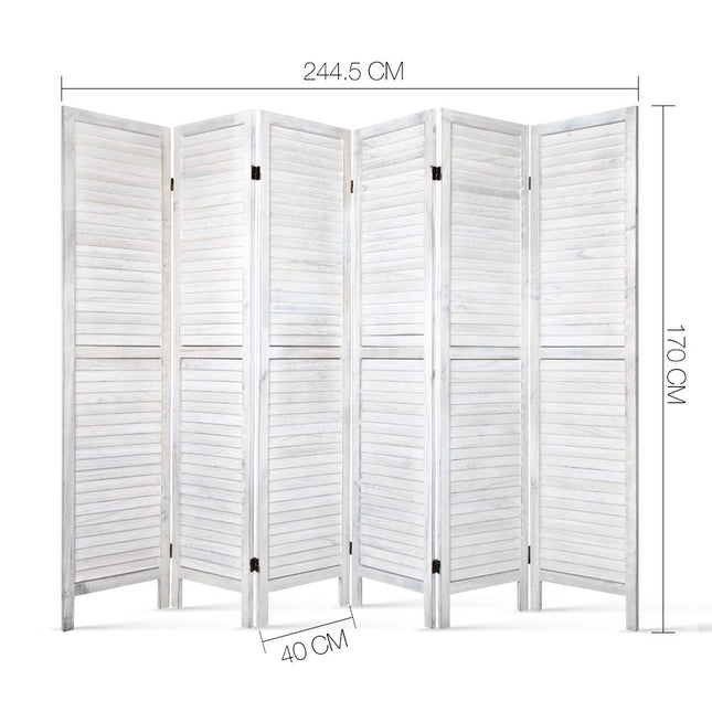 Artiss 6 Panel Room Divider Screen 245x170cm Louver White 2