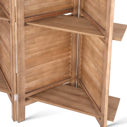 Artiss 4 Panel Room Divider Screen 163x170cm Shelf Oak 5