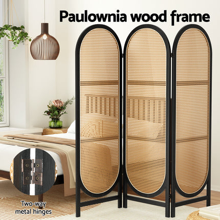 Artiss 3 Panel Room Divider Screen 151x180cm Rattan Brown 4