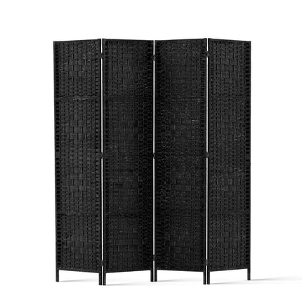Artiss 4 Panel Room Divider Screen 163x170cm Woven Black 8