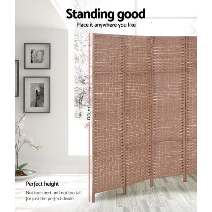 Artiss 4 Panel Room Divider Screen 163x170cm Woven Natural 4