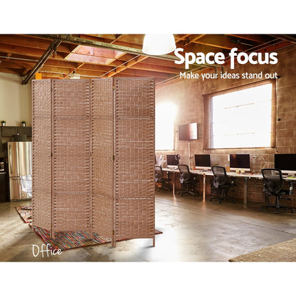 Artiss 4 Panel Room Divider Screen 163x170cm Woven Natural 5