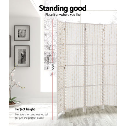 Artiss 4 Panel Room Divider Screen 163x170cm Woven White 3