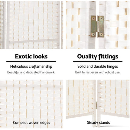 Artiss 4 Panel Room Divider Screen 163x170cm Woven White 6