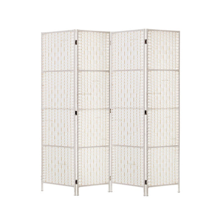 Artiss 4 Panel Room Divider Screen 163x170cm Woven White 8
