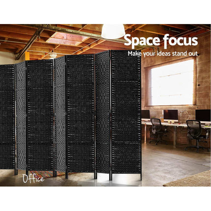Artiss 8 Panel Room Divider Screen 326x170cm Woven Black 4