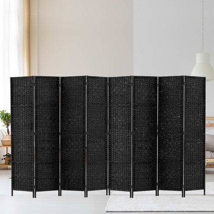 Artiss 8 Panel Room Divider Screen 326x170cm Woven Black 7