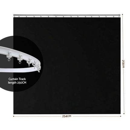 Artiss Room Divider Curtain Ceiling Mounted Track Sets Flexible Black 2