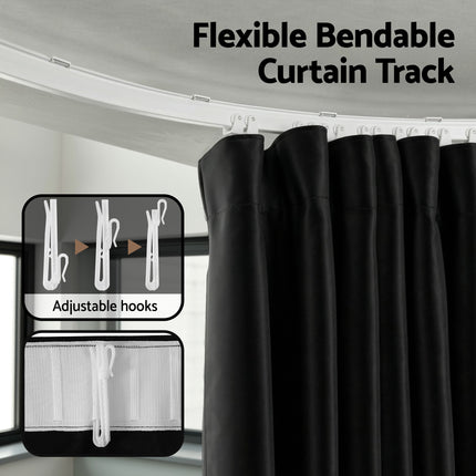 Artiss Room Divider Curtain Ceiling Mounted Track Sets Flexible Black 4