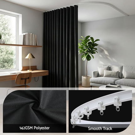 Artiss Room Divider Curtain Ceiling Mounted Track Sets Flexible Black 6