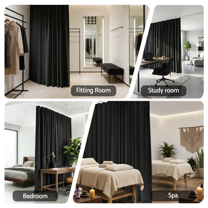 Artiss Room Divider Curtain Ceiling Mounted Track Sets Flexible Black 7