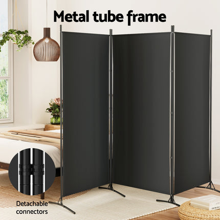 Artiss 3 Panel Room Divider Screen 260x180cm Fabric Black 4