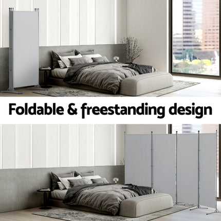 Artiss 4 Panel Room Divider Screen 345x180cm Fabric Grey 6