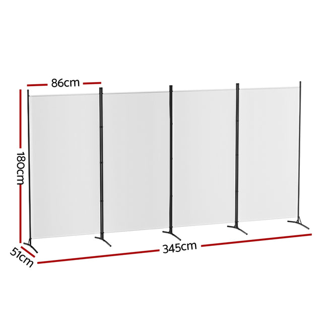 Artiss 4 Panel Room Divider Screen 345x180cm Fabric White 2