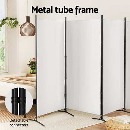 Artiss 4 Panel Room Divider Screen 345x180cm Fabric White 4