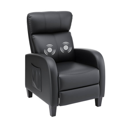 Artiss Massage Recliner Chair Small Recliner Sofa for Adults PU Leather Black 9