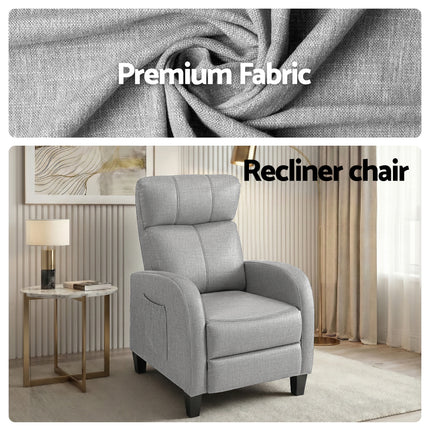 Artiss Massage Recliner Chair Small Recliner Sofa for Adults Fabric Grey 5