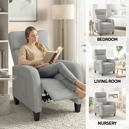 Artiss Massage Recliner Chair Small Recliner Sofa for Adults Fabric Grey 8