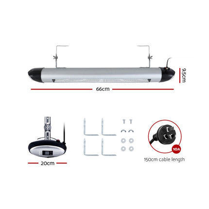 Devanti Electric Strip Heater Radiant Heaters 1500W 2