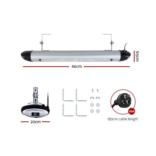 Devanti Electric Strip Heater Radiant Heaters 1500W 2