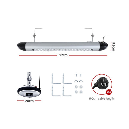 Devanti Electric Strip Heater Radiant Heaters 2000W 2
