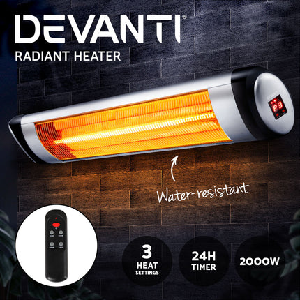 Devanti Electric Strip Heater Radiant Heaters 2000W 4