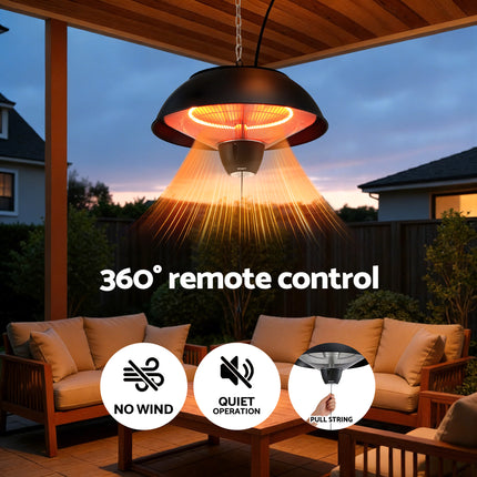 Devanti 1500W Electric Patio Infrared Heater Hanging Heaters Ceiling Mounted Remote 4