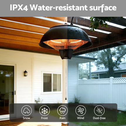 Devanti 1500W Electric Patio Infrared Heater Hanging Heaters Ceiling Mounted Remote 8