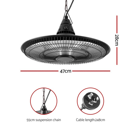 Devanti 1500W Hanging Electric Patio Heater 2