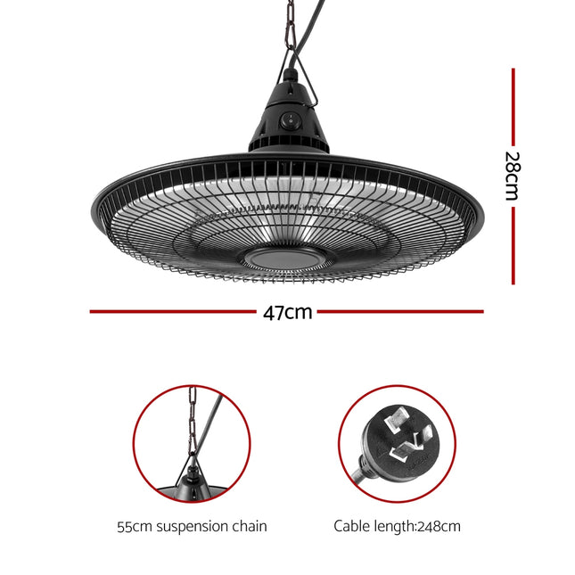 Devanti 1500W Hanging Electric Patio Heater 2