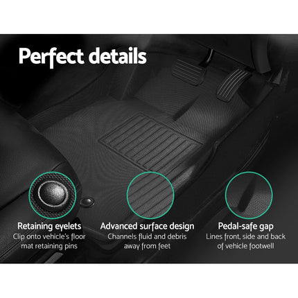 Weisshorn Car Floor Mats Rubber Fits Ford Ranger PX PX2 PX3 Dual Cab 2011-2022 3D 4