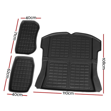 3PCS Car Rear Front Cargo Trunk Toolbox Luggage Rubber Mats for Tesla Model 3 2021-2022 2