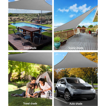 Instahut Shade Sail 3x3x4.3m Triangle 280GSM 98% Grey Shade Cloth 4